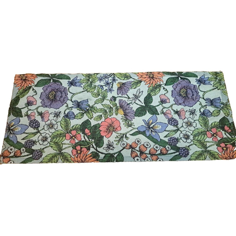 Ekelund Flora Table Runner Organic Cotton Floral Garden Sweden Cottage 32x13